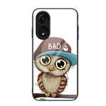 For OPPO A1 Pro Colorful Painted Glass Phone Case(Owl)