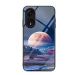 For OPPO A1 Pro Colorful Painted Glass Phone Case(Moon Hill)