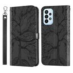 For Samsung Galaxy A24 5G Life Tree Embossing Pattern Leather Phone Case(Black)