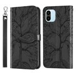 For Xiaomi Redmi A1 Life Tree Embossing Pattern Leather Phone Case(Black)