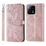 For Xiaomi 13 Life Tree Embossing Pattern Leather Phone Case(Rose Gold)