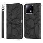 For Xiaomi 13 Pro Life Tree Embossing Pattern Leather Phone Case(Black)