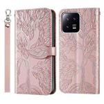 For Xiaomi 13 Pro Life Tree Embossing Pattern Leather Phone Case(Rose Gold)