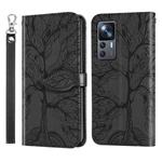 For Xiaomi 12T Life Tree Embossing Pattern Leather Phone Case(Black)