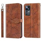 For Xiaomi 12T Life Tree Embossing Pattern Leather Phone Case(Brown)