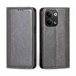 For OPPO Reno9 5G / Reno9 Pro 5G Grid Texture Magnetic Flip Leather Phone Case(Grey)