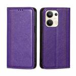 For OPPO Reno9 Pro+ 5G Grid Texture Magnetic Flip Leather Phone Case(Purple)