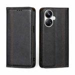 For Realme 10 Pro+ 5G Grid Texture Magnetic Flip Leather Phone Case(Black)