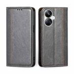 For Realme 10 Pro+ 5G Grid Texture Magnetic Flip Leather Phone Case(Grey)