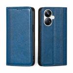 For Realme 10 Pro+ 5G Grid Texture Magnetic Flip Leather Phone Case(Blue)