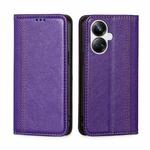 For Realme 10 Pro+ 5G Grid Texture Magnetic Flip Leather Phone Case(Purple)