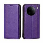 For vivo X90 Pro 5G Grid Texture Magnetic Flip Leather Phone Case(Purple)