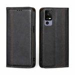 For TCL 40R 5G Grid Texture Magnetic Flip Leather Phone Case(Black)