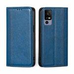 For TCL 40R 5G Grid Texture Magnetic Flip Leather Phone Case(Blue)