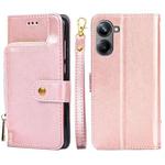 For Realme 10 Pro 5G Zipper Bag Leather Phone Case(Rose Gold)