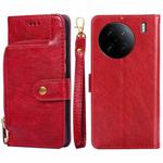 For vivo X90 Pro 5G Zipper Bag Leather Phone Case(Red)