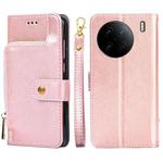 For vivo X90 Pro 5G Zipper Bag Leather Phone Case(Rose Gold)