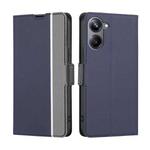 For Realme 10 Pro 5G Twill Texture Side Button Leather Phone Case(Blue)