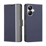 For Realme 10 Pro+ 5G Twill Texture Side Button Leather Phone Case(Blue)