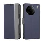 For vivo X90 Pro 5G Twill Texture Side Button Leather Phone Case(Blue)