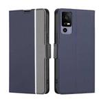 For TCL 40R 5G Twill Texture Side Button Leather Phone Case(Blue)