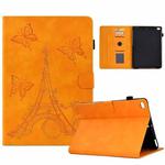 For iPad Air / Air 2 / 9.7 2017 / 9.7 2018 Tower Embossed Leather Smart Tablet Case(Khaki)