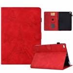 For iPad mini 5 / 4 / 3 / 2 / 1 Tower Embossed Leather Smart Tablet Case(Red)