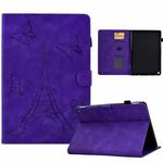 For Amazon Kindle Fire HD10 2021 Tower Embossed Leather Smart Tablet Case(Purple)