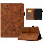 For Amazon Kindle Paperwhite 4/3/2/1 Tower Embossed Leather Smart Tablet Case(Brown)