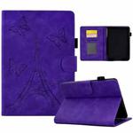 For Amazon Kindle Paperwhite 4/3/2/1 Tower Embossed Leather Smart Tablet Case(Purple)