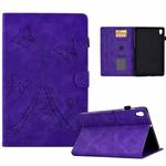 For Lenovo Tab M10 Gen 2 Tower Embossed Leather Smart Tablet Case(Purple)