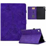 For Lenovo Tab M10 Plus 3rd Gen Tower Embossed Leather Smart Tablet Case(Purple)