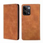 For OPPO Reno9 5G / Reno9 Pro 5G Skin Feel Magnetic Horizontal Flip Leather Phone Case(Light Brown)