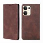 For OPPO Reno9 Pro+ 5G Skin Feel Magnetic Horizontal Flip Leather Phone Case(Dark Brown)