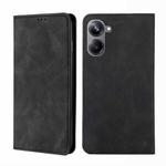 For Realme 10 Pro 5G Skin Feel Magnetic Horizontal Flip Leather Phone Case(Black)