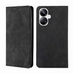 For Realme 10 Pro+ 5G Skin Feel Magnetic Horizontal Flip Leather Phone Case(Black)