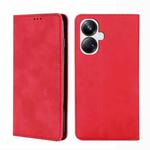 For Realme 10 Pro+ 5G Skin Feel Magnetic Horizontal Flip Leather Phone Case(Red)