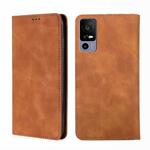For TCL 40R 5G Skin Feel Magnetic Horizontal Flip Leather Phone Case(Light Brown)