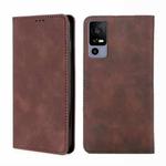 For TCL 40R 5G Skin Feel Magnetic Horizontal Flip Leather Phone Case(Dark Brown)