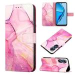 For Infinix Hot 20 4G X6826 PT003 Marble Pattern Flip Leather Phone Case(Pink Purple Gold)