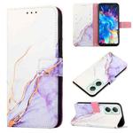 For Infinix Hot 20 5G X666 X66B PT003 Marble Pattern Flip Leather Phone Case(White Purple)