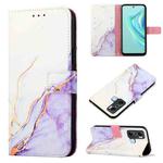 For Infinix Hot 20 Play PT003 Marble Pattern Flip Leather Phone Case(White Purple)