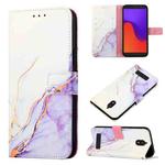 For BLU View 2 2020 / 2022 PT003 Marble Pattern Flip Leather Phone Case(White Purple)