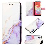 For Samsung Galaxy A04e PT003 Marble Pattern Flip Leather Phone Case(White Purple)