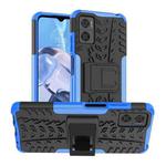 For Motorola Moto E22 Tire Texture TPU + PC Phone Case with Holder(Blue)