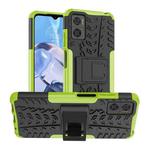 For Motorola Moto E22 Tire Texture TPU + PC Phone Case with Holder(Green)