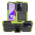 For OPPO A57 5G / OnePlus Nord N300 Tire Texture TPU + PC Phone Case with Holder(Green)