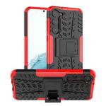 For Samsung Galaxy S23+ 5G Tire Texture TPU + PC Phone Case with Holder(Red)