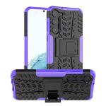 For Samsung Galaxy S23+ 5G Tire Texture TPU + PC Phone Case with Holder(Purple)