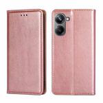 For Realme 10 Pro 5G Gloss Oil Solid Color Magnetic Leather Phone Case(Rose Gold)